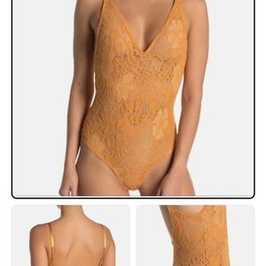 Free People Adjustable XS Orange/Gold Lace Bodysuit